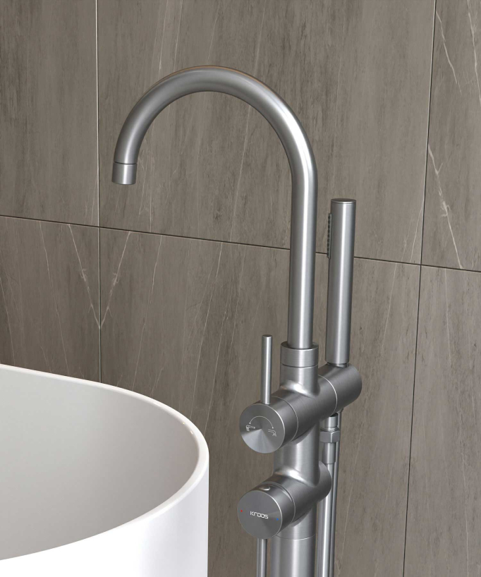 Freestanding Bath-Shower Mixer Tap - Gunmetal - Corbeau