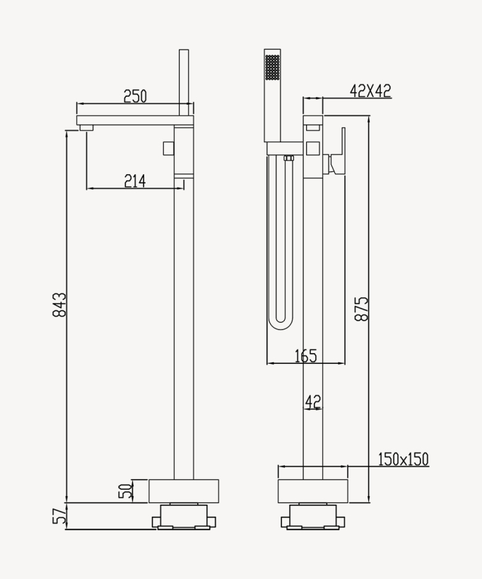 Single-Column Bath-Shower Mixer - Brushed Gold - Sirius