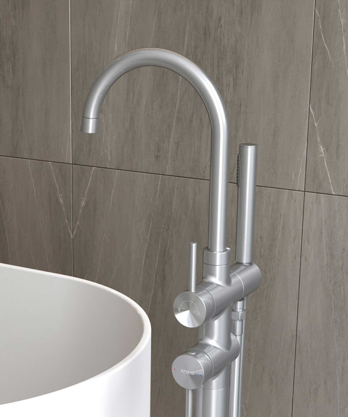 Freestanding Bath-Shower Mixer Tap - Brushed Nickel - Corbeau