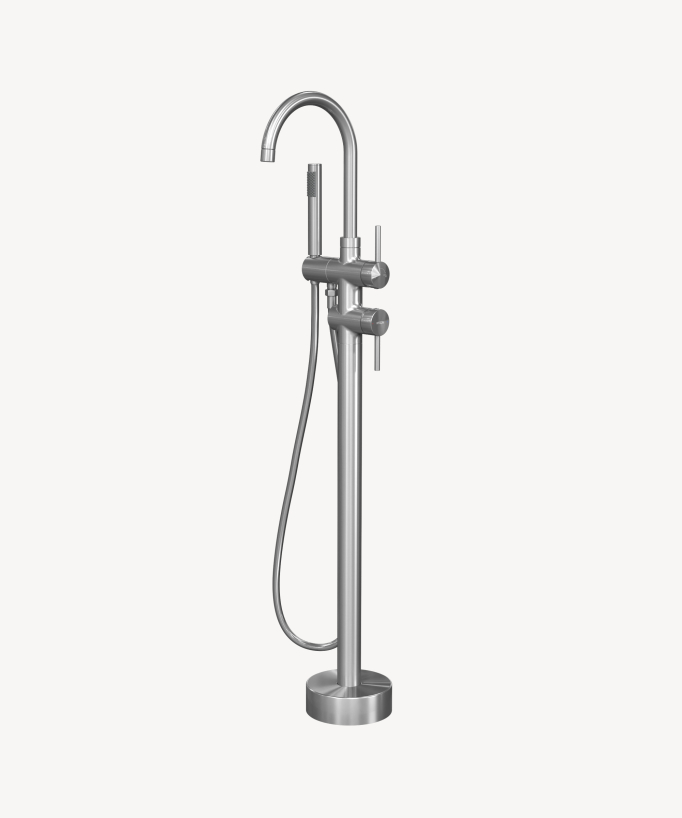 Freestanding Bath-Shower Mixer Tap - Brushed Nickel - Corbeau