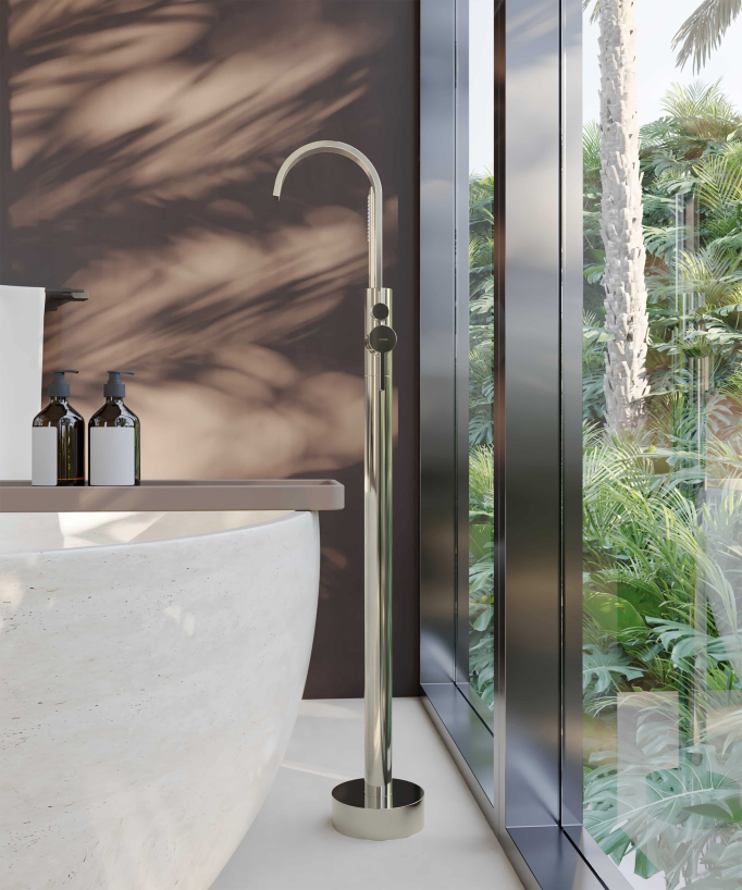 Freestanding bathtub mixer tap in chromed brass - Sirius