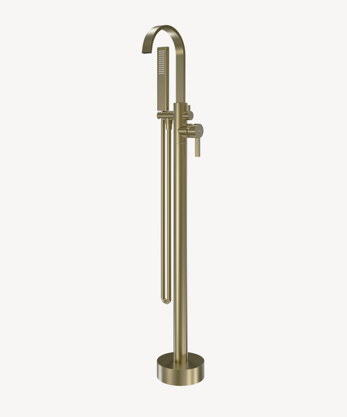 Freestanding Bath & Shower Mixer Tap Brushed Gold - Fiumina