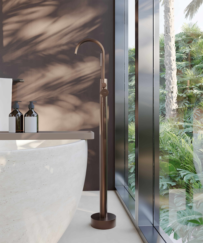 Freestanding Bath & Shower Mixer Tap Brushed Rose Gold - Fiumina