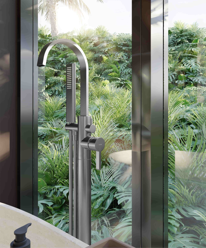 Freestanding Bath & Shower Mixer Tap Gunmetal - Fiumina