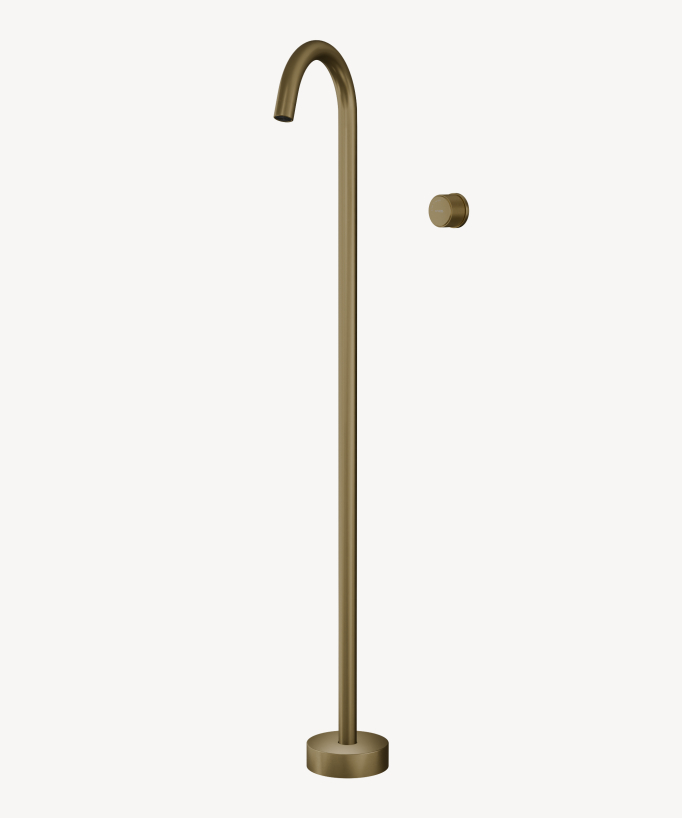 Tall Vessel Basin Mixer Tap No Flow Control Brushed Gold - Leros