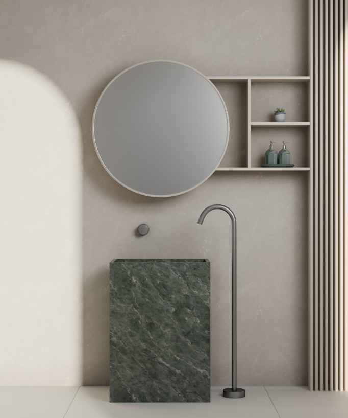 Tall Vessel Basin Mixer Tap No Flow Control Gunmetal - Leros