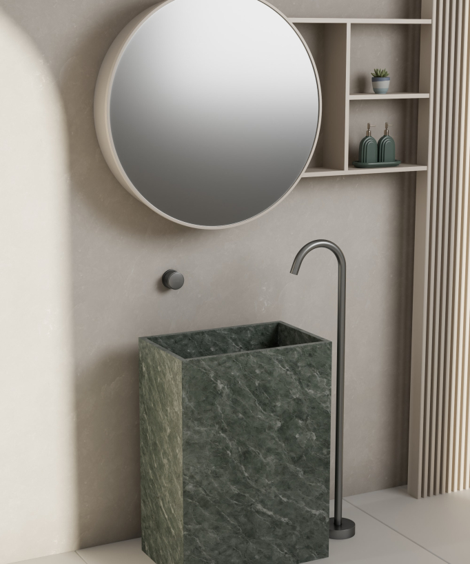 Tall Vessel Basin Mixer Tap No Flow Control Gunmetal - Leros
