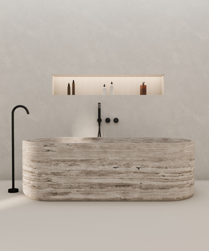 Freestanding & Wall-Mounted Built-In Bath Mixer Tap Matte Black - Leros