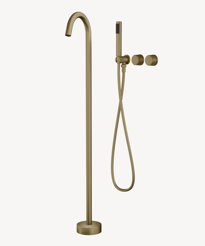 Freestanding & Wall-Mounted Built-In Bath Mixer Tap Brushed Gold - Leros