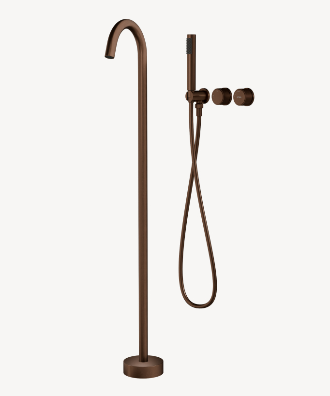 Freestanding & Wall-Mounted Built-In Bath Mixer Tap Brushed Rose Gold - Leros