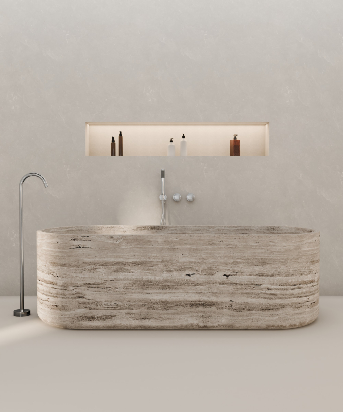 Freestanding & Wall-Mounted Built-In Bath Mixer Tap Chrome - Leros