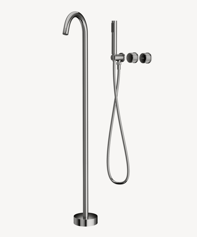 Freestanding & Wall-Mounted Built-In Bath Mixer Tap Chrome - Leros