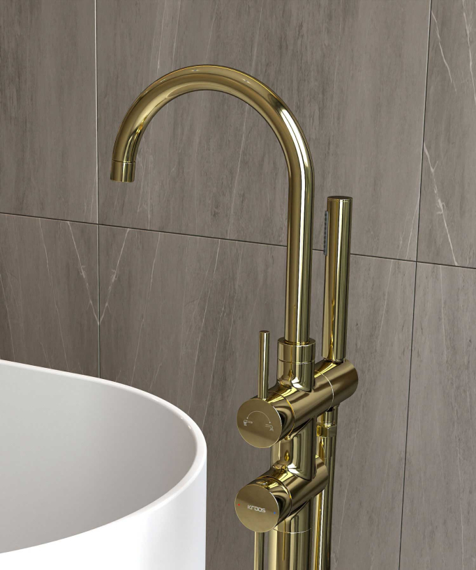 Freestanding Bath-Shower Mixer Tap - Gold - Corbeau
