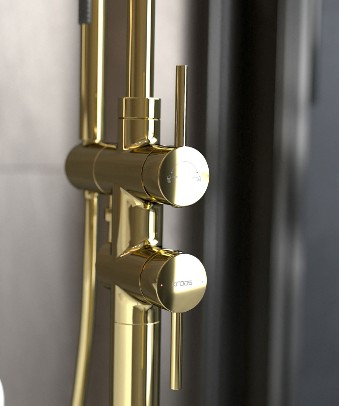 Freestanding Bath-Shower Mixer Tap - Gold - Corbeau