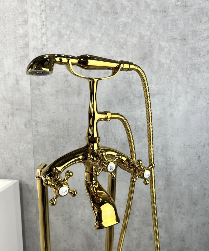 Freestanding Bath Mixer Tap - Gold - Maddalena