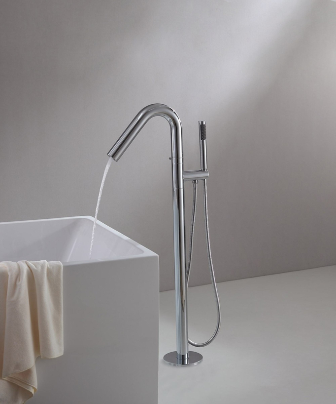 Modern Freestanding Bath Mixer - Chrome