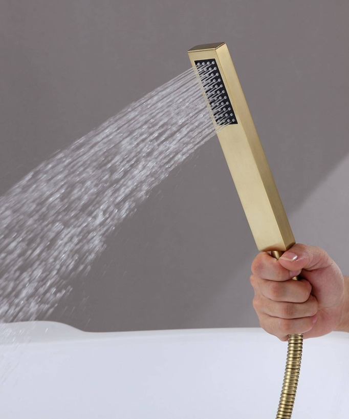 Freestanding Waterfall Bath Mixer - Brushed Gold