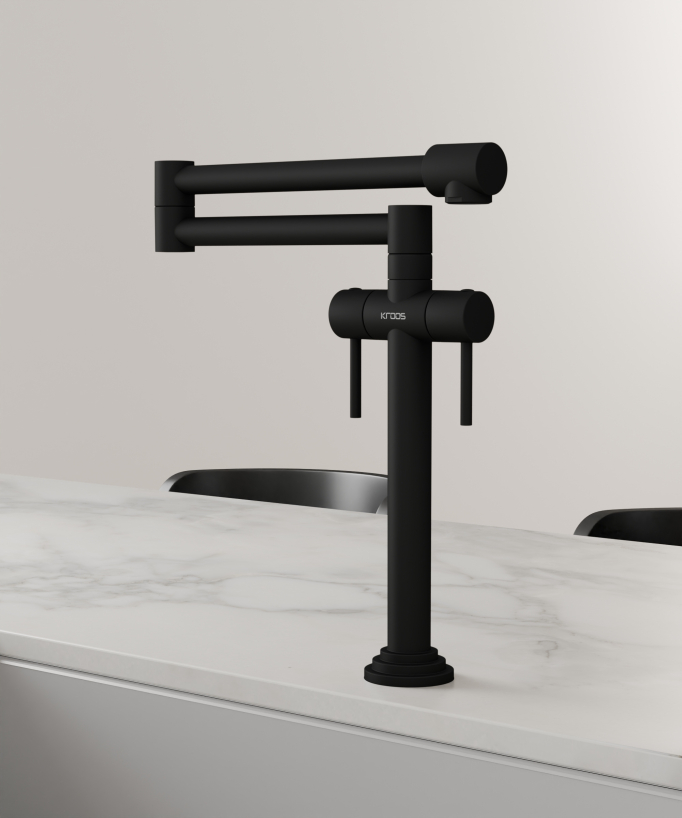 Retro Style Kitchen Bridge Faucet Matte Black