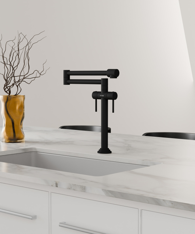 Retro Style Kitchen Bridge Faucet Matte Black