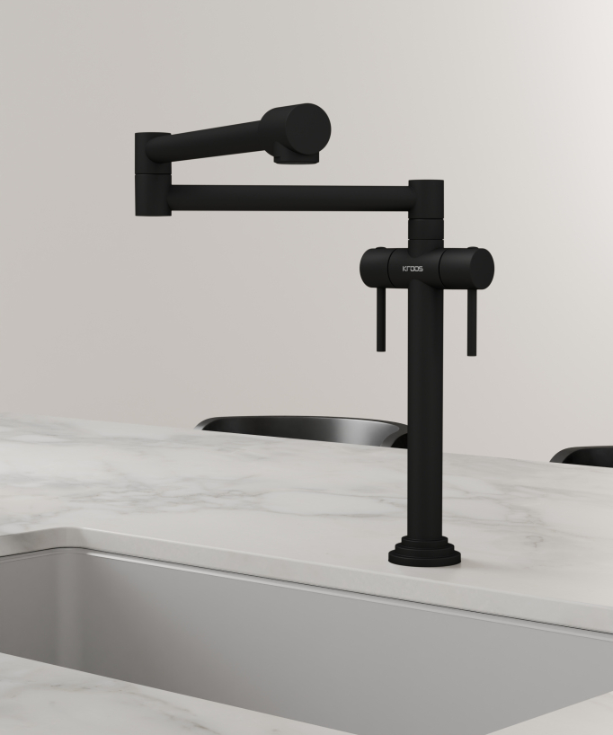 Retro Style Kitchen Bridge Faucet Matte Black