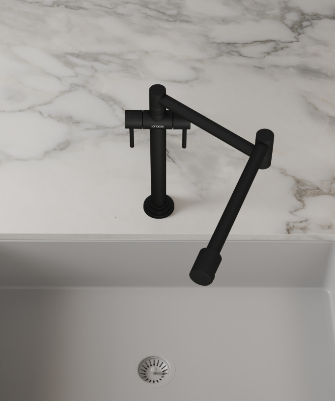 Retro Style Kitchen Bridge Faucet Matte Black