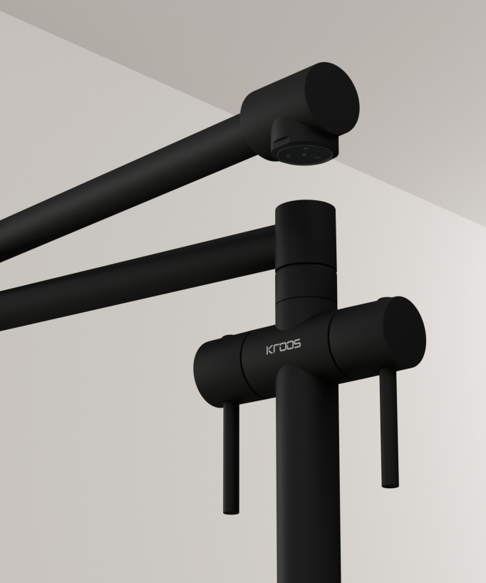 Retro Style Kitchen Bridge Faucet Matte Black