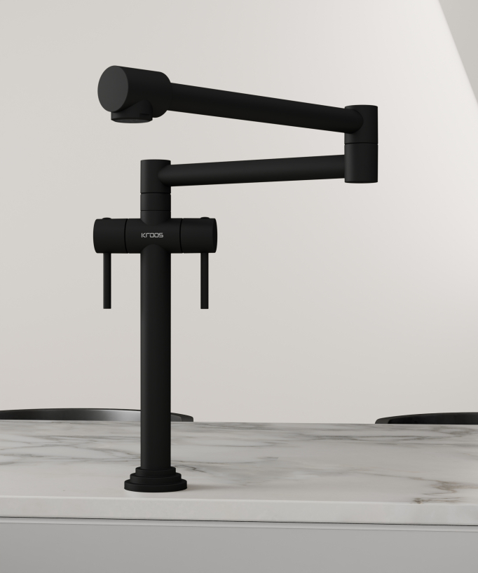 Retro Style Kitchen Bridge Faucet Matte Black