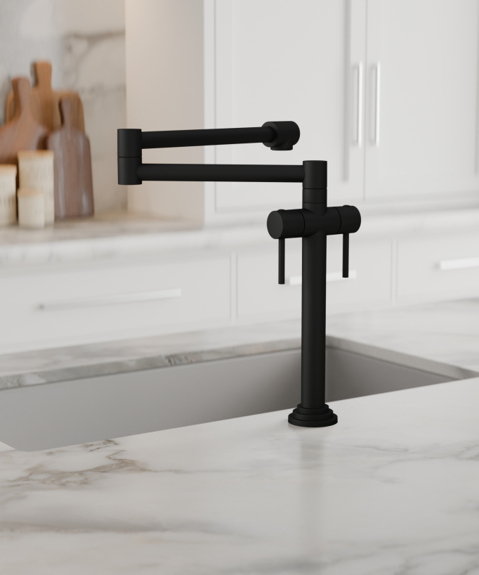 Retro Style Kitchen Bridge Faucet Matte Black