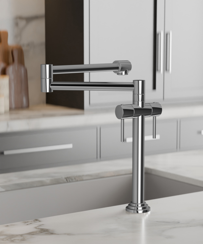 Retro Style Kitchen Mixer Tap - Chrome