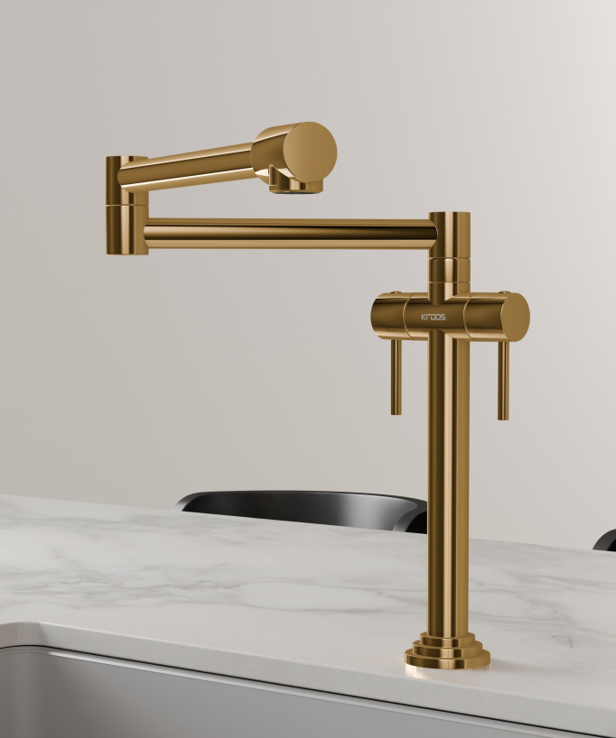 Retro Style Kitchen Mixer Tap - Gold