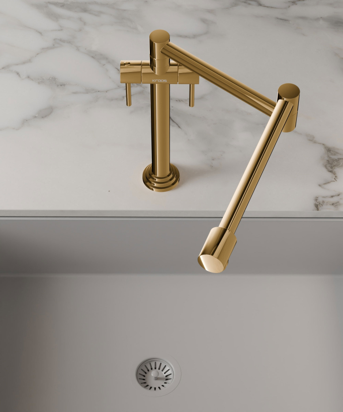 Retro Style Kitchen Mixer Tap - Gold