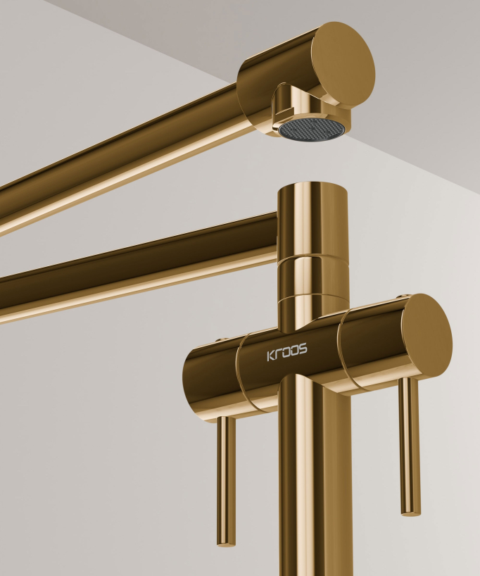 Retro Style Kitchen Mixer Tap - Gold