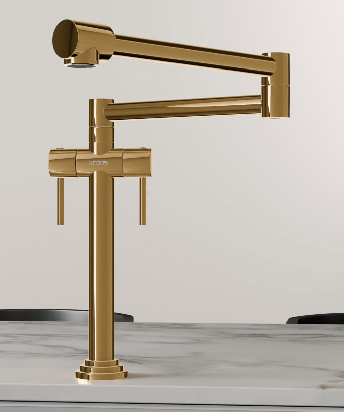 Retro Style Kitchen Mixer Tap - Gold