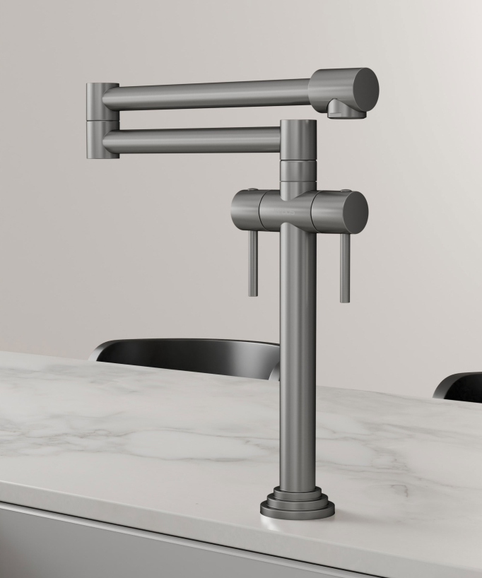 Retro Style Kitchen Mixer Tap - Brushed Nickel