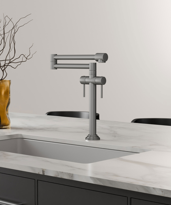 Retro Style Kitchen Mixer Tap - Brushed Nickel