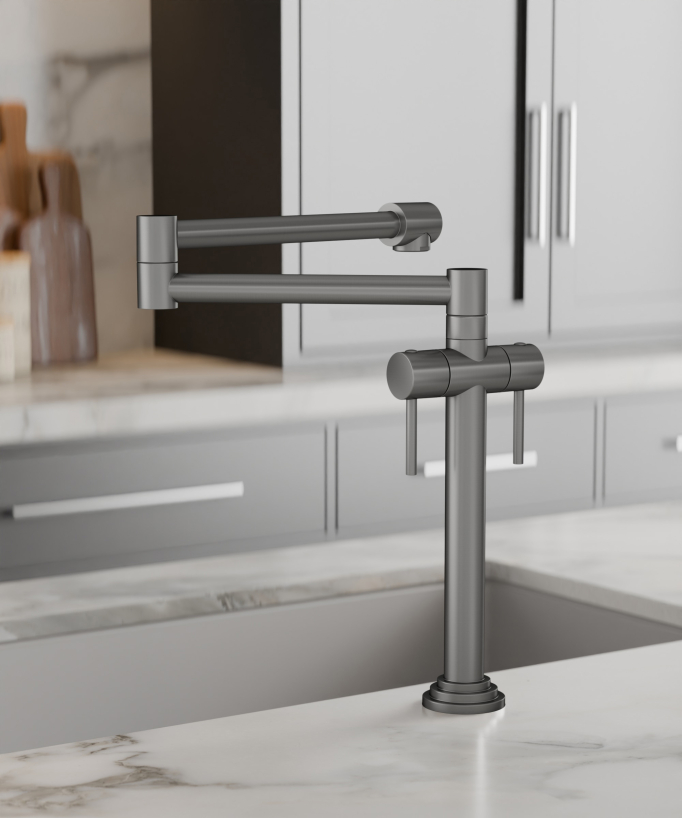 Retro Style Kitchen Mixer Tap - Brushed Nickel