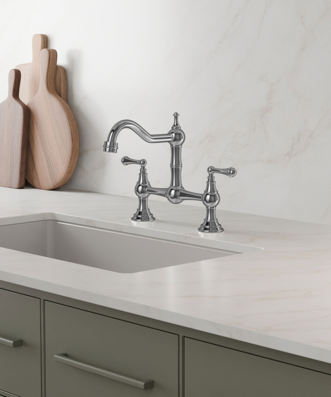 Retro Style Deck-Mounted Sink Mixer - Chrome