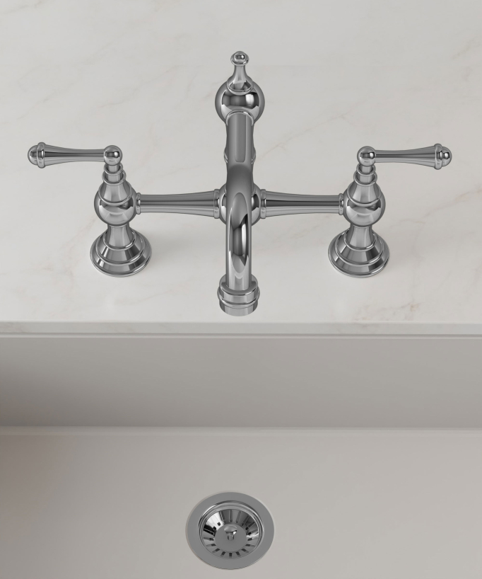 Retro Style Deck-Mounted Sink Mixer - Chrome