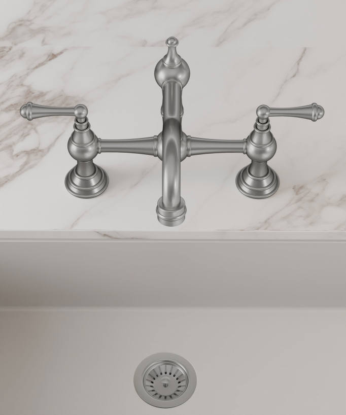 Retro Style Deck-Mounted Sink Mixer - Brushed Nickel