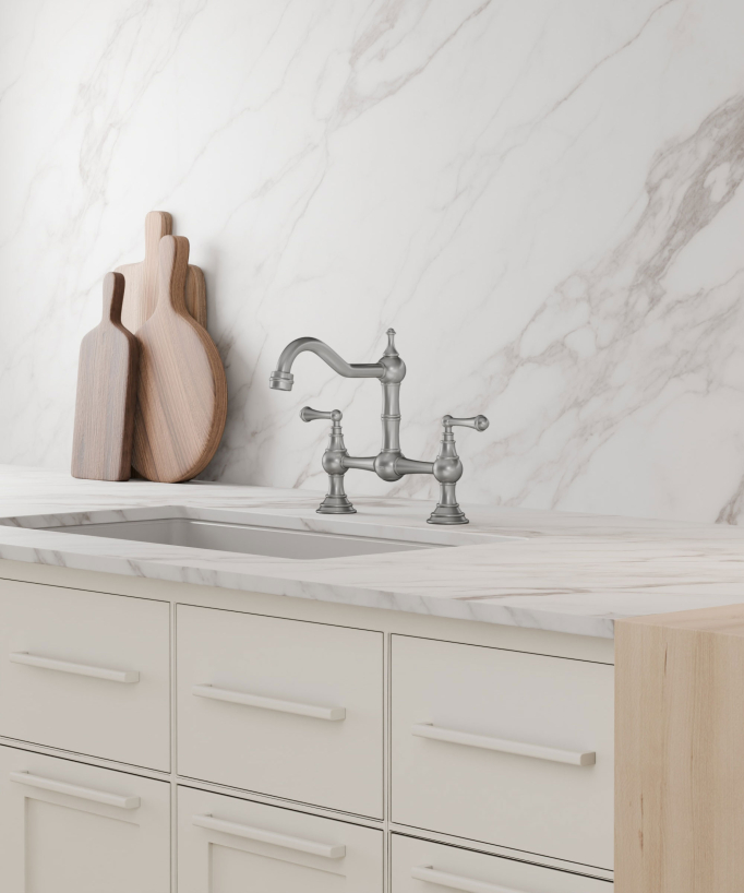 Retro Style Deck-Mounted Sink Mixer - Brushed Nickel