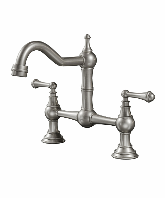 Retro Style Deck-Mounted Sink Mixer - Brushed Nickel