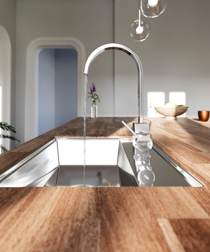 Chrome-plated countertop sink mixer tap - Sirius