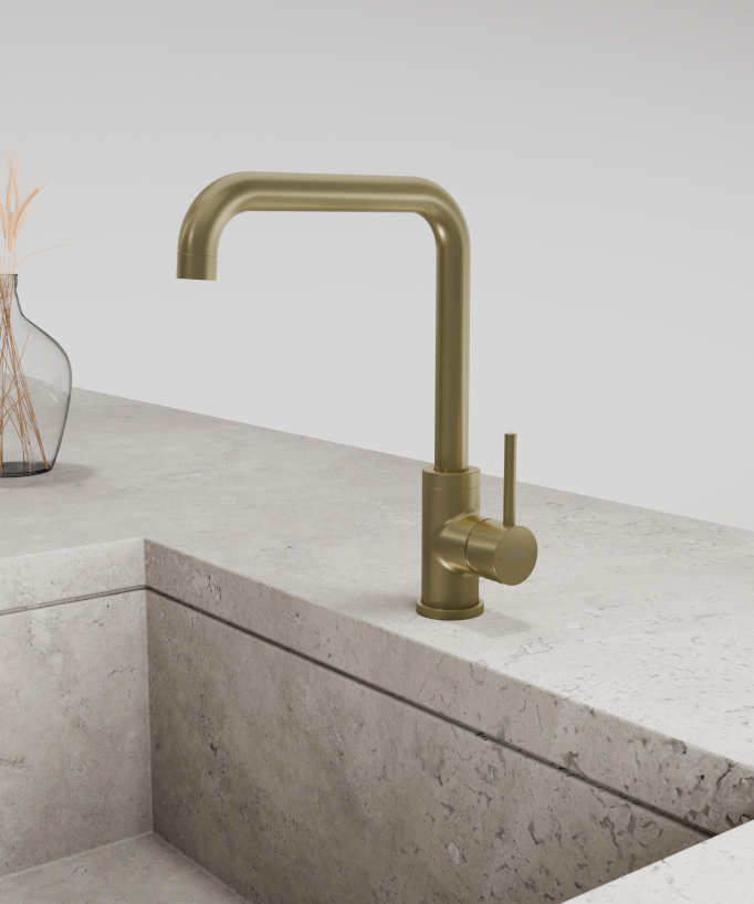 U-Shaped Kitchen Mixer Tap Brushed Gold - Corbeau