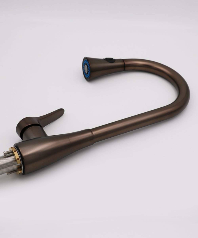 Deck-Mounted Sink Mixer Tap with Pull-Out Spray - Copper - Saona
