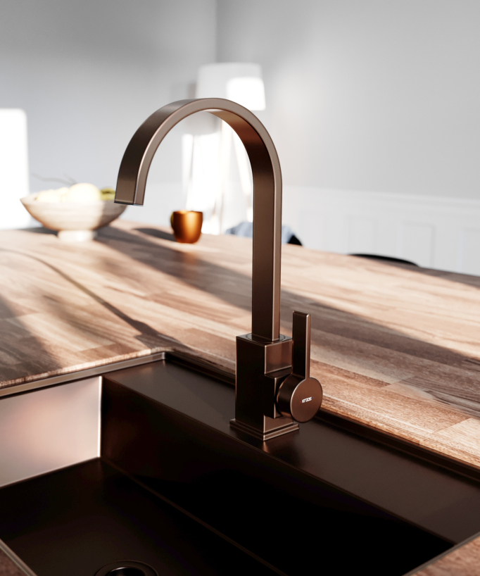 Black brass sink mixer tap - Sirius