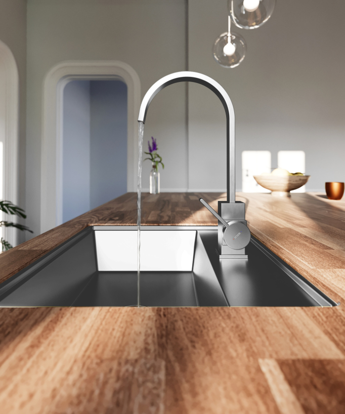 Gunmetal Kitchen Mixer Tap - Fiumina
