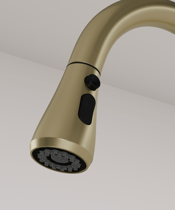 Kitchen Mixer Tap & Pull-Out Spray - Brushed Gold