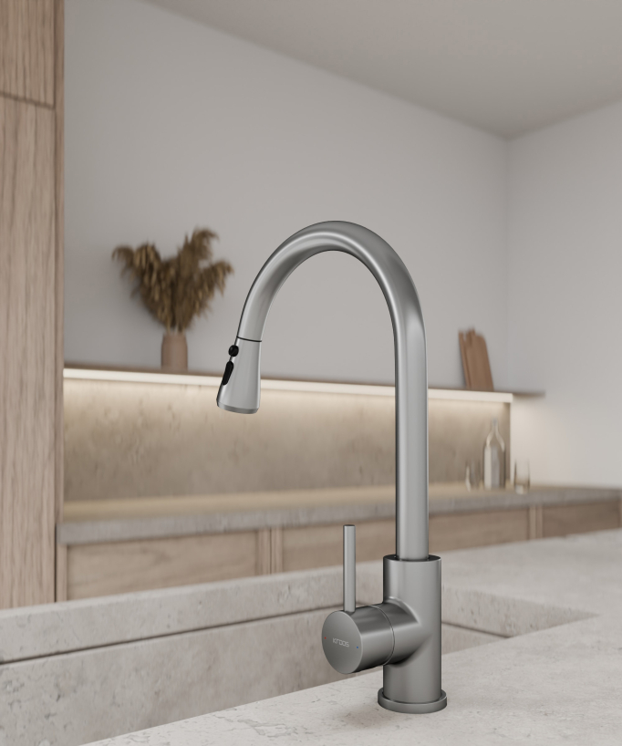 Kitchen Mixer Tap with Pull-Out Spray - Brushed Nickel