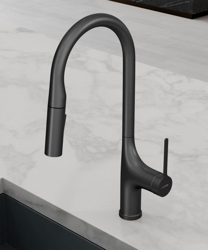 Contemporary Kitchen Mixer Tap - Gunmetal