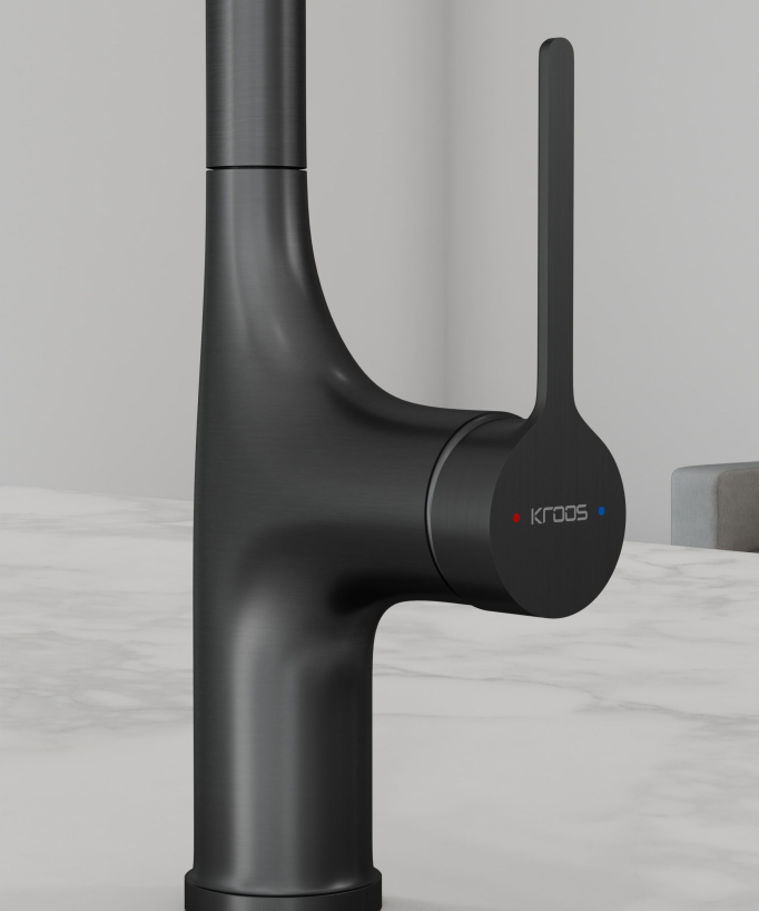 Contemporary Kitchen Mixer Tap - Gunmetal